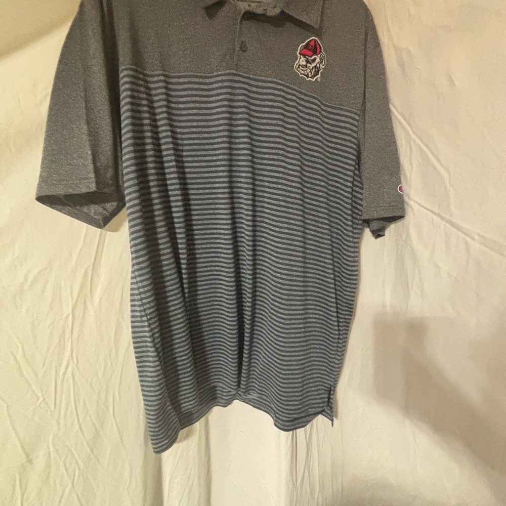 Champion Gray UGA Bulldog Performance Polo Shirt, never worn
